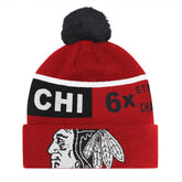 NHL Chicago Blackhawks Starter Chyron Commemorative Cuffed Knit Hat with Pom