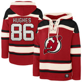NHL Jack Hughes New Jersey Devils '47 Big & Tall Lace-up Pullover Hoodie
