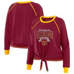 WEAR by Erin Andrews Women's Plus Size Tie-Front Long Sleeve Top - Washington Commanders Tops