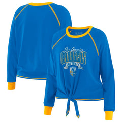 WEAR by Erin Andrews Women's Plus Size Tie-Front Long Sleeve Top - Los Angeles Chargers Tops