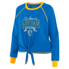 WEAR by Erin Andrews Women's Plus Size Tie-Front Long Sleeve Top - Los Angeles Chargers Tops