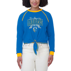 WEAR by Erin Andrews Women's Plus Size Tie-Front Long Sleeve Top - Los Angeles Chargers Tops