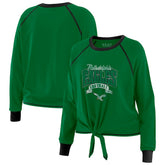 WEAR by Erin Andrews Women's Plus Size Tie-Front Long Sleeve Top - Philadelphia Eagles Tops
