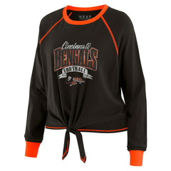 WEAR by Erin Andrews Women's Plus Size Tie-Front Long Sleeve Top - Cincinnati Bengals Tops