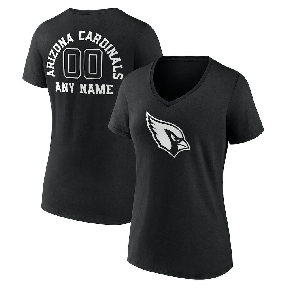 Women's Personalized Name & Number Monochrome V-Neck T-Shirt - Arizona Cardinals T-shirts