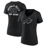 Women's Personalized Name & Number Monochrome V-Neck T-Shirt - Buffalo Bills T-shirts