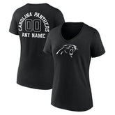 Women's Personalized Name & Number Monochrome V-Neck T-Shirt - Carolina Panthers T-shirts
