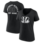 Women's Personalized Name & Number Monochrome V-Neck T-Shirt - Cincinnati Bengals T-shirts