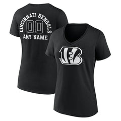 Women's Personalized Name & Number Monochrome V-Neck T-Shirt - Cincinnati Bengals T-shirts