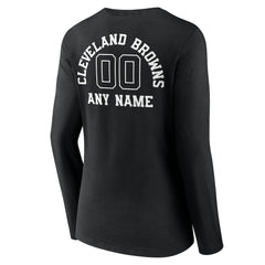 Women's Personalized Name & Number Monochrome Long Sleeve V-Neck T-Shirt - Cleveland Browns T-shirts