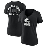 Women's Personalized Name & Number Monochrome V-Neck T-Shirt - Cleveland Browns T-shirts