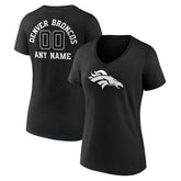 Women's Personalized Name & Number Monochrome V-Neck T-Shirt - Denver Broncos T-shirts