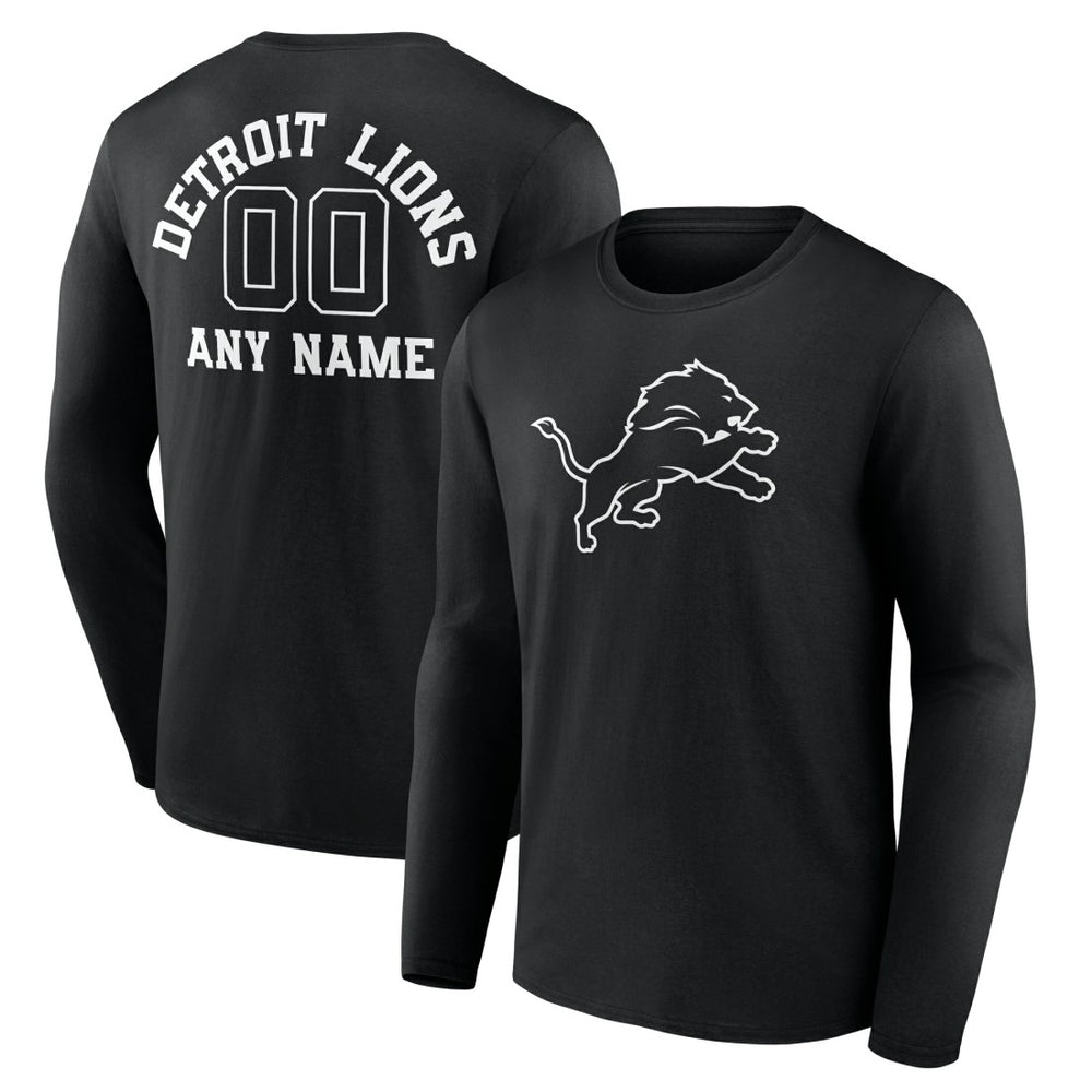 Personalized Name & Number Monochrome Long Sleeve T-Shirt - Detroit Lions T-shirts