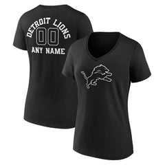 Women's Personalized Name & Number Monochrome V-Neck T-Shirt - Detroit Lions T-shirts