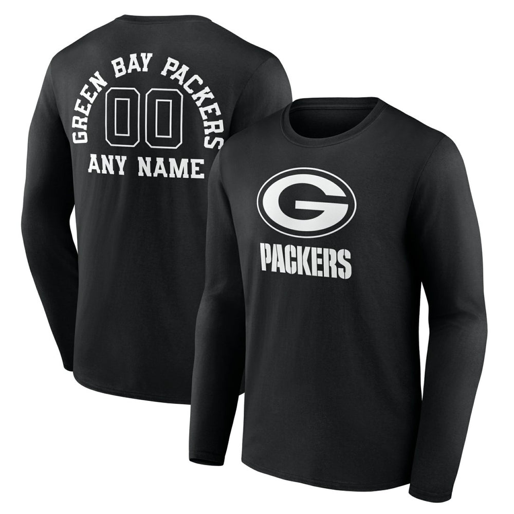 Personalized Name & Number Monochrome Long Sleeve T-Shirt - Green Bay Packers T-shirts