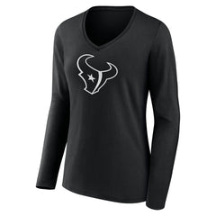 Women's Personalized Name & Number Monochrome Long Sleeve V-Neck T-Shirt - Houston Texans T-shirts
