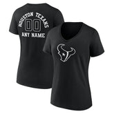 Women's Personalized Name & Number Monochrome V-Neck T-Shirt - Houston Texans T-shirts