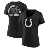 Women's Personalized Name & Number Monochrome V-Neck T-Shirt - Indianapolis Colts T-shirts