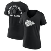 Women's Personalized Name & Number Monochrome V-Neck T-Shirt - Kansas City Chiefs T-shirts