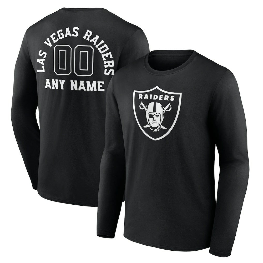 Personalized Name & Number Monochrome Long Sleeve T-Shirt - Las Vegas Raiders T-shirts