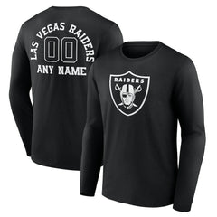 Personalized Name & Number Monochrome Long Sleeve T-Shirt - Las Vegas Raiders T-shirts