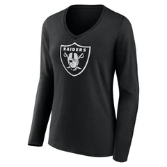 Women's Personalized Name & Number Monochrome Long Sleeve V-Neck T-Shirt - Las Vegas Raiders T-shirts