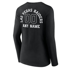 Women's Personalized Name & Number Monochrome Long Sleeve V-Neck T-Shirt - Las Vegas Raiders T-shirts