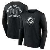 Personalized Name & Number Monochrome Long Sleeve T-Shirt - Miami Dolphins T-shirts
