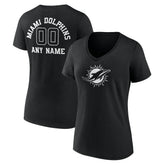 Women's Personalized Name & Number Monochrome V-Neck T-Shirt - Miami Dolphins T-shirts