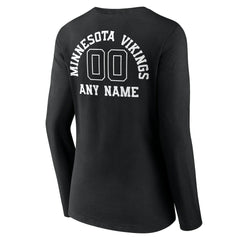 Women's Personalized Name & Number Monochrome Long Sleeve V-Neck T-Shirt - Minnesota Vikings T-shirts