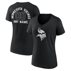 Women's Personalized Name & Number Monochrome V-Neck T-Shirt - Minnesota Vikings T-shirts