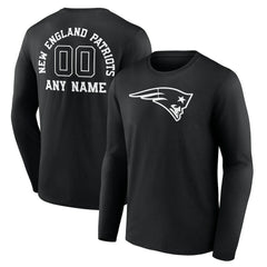 Personalized Name & Number Monochrome Long Sleeve T-Shirt - New England Patriots T-shirts