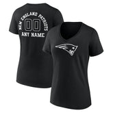 Women's Personalized Name & Number Monochrome V-Neck T-Shirt - New England Patriots T-shirts