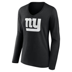 Women's Personalized Name & Number Monochrome Long Sleeve V-Neck T-Shirt - New York Giants T-shirts