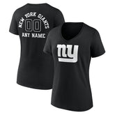 Women's Personalized Name & Number Monochrome V-Neck T-Shirt - New York Giants T-shirts