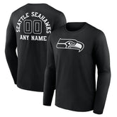 Personalized Name & Number Monochrome Long Sleeve T-Shirt - Seattle Seahawks T-shirts