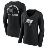 Women's Personalized Name & Number Monochrome Long Sleeve V-Neck T-Shirt - Tampa Bay Buccaneers T-shirts