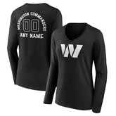 Women's Personalized Name & Number Monochrome Long Sleeve V-Neck T-Shirt - Washington Commanders T-shirts