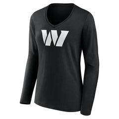 Women's Personalized Name & Number Monochrome Long Sleeve V-Neck T-Shirt - Washington Commanders T-shirts