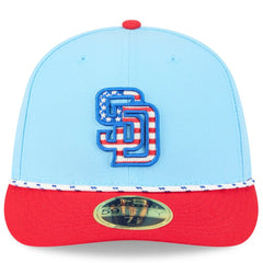 Light Blue/Red San Diego Padres New Era 2025 Fourth of July Low Profile 59FIFTY Fitted Hat