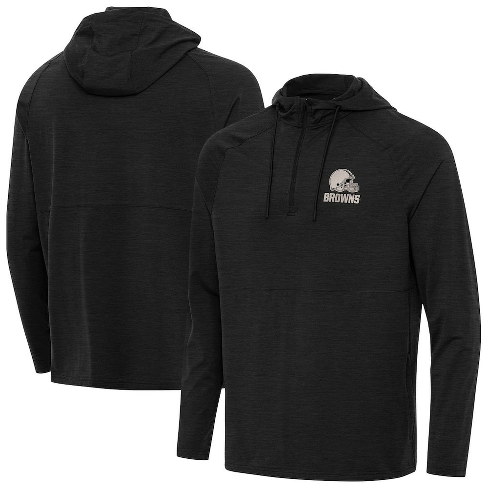 Antigua Spikes Raglan Quarter-Zip Hoodie - Cleveland Browns Hoodies
