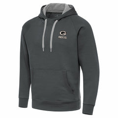 Antigua Brushed Carbon Victory Pullover Hoodie - Green Bay Packers Hoodies