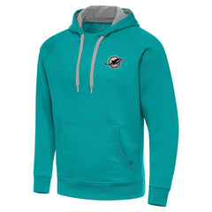 Antigua Brushed Carbon Victory Pullover Hoodie - Miami Dolphins Hoodies