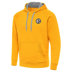 Antigua Brushed Carbon Victory Pullover Hoodie - Pittsburgh Steelers Hoodies