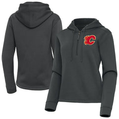 NHL Calgary Flames Antigua Women's Contemporary Quarter-Zip Hoodie