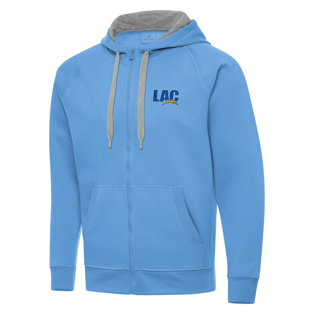 Men's Antigua Victory Full-Zip Hoodie - Los Angeles Chargers Hoodies