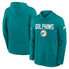 Sideline Pass Accuracy Dri-FIT Long Sleeve Hoodie T-Shirt - Miami Dolphins Hoodies