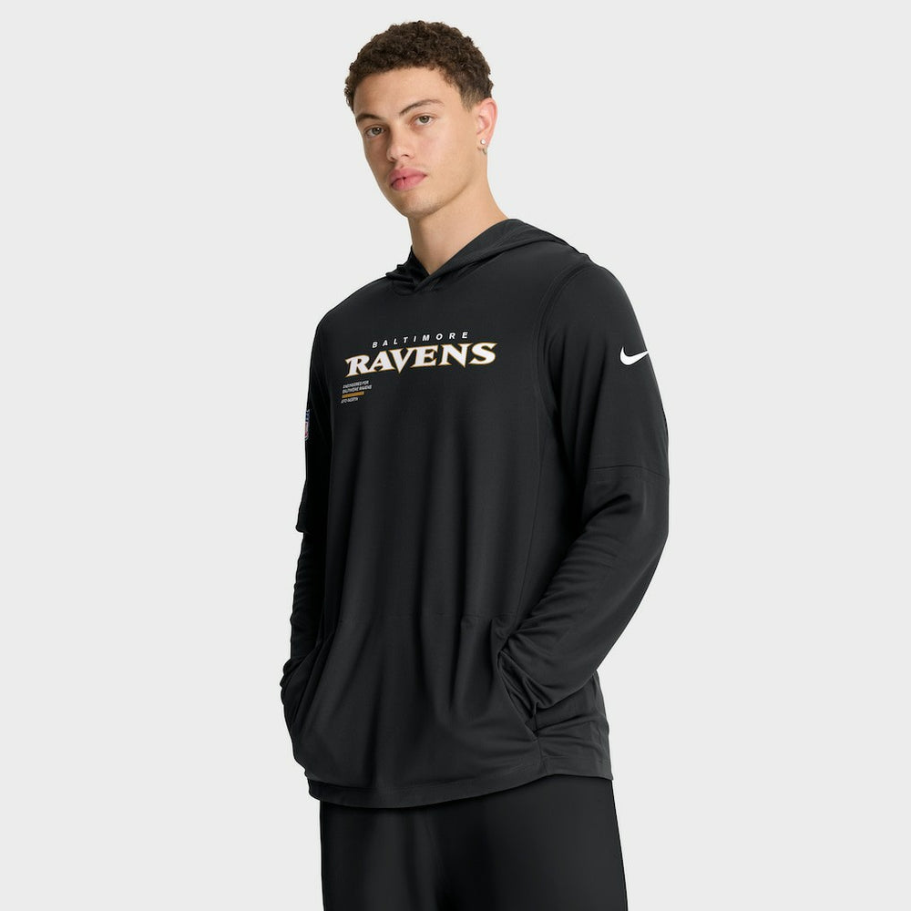 Sideline Pure Fury Performance Long Sleeve Hoodie T-Shirt - Baltimore Ravens Hoodies