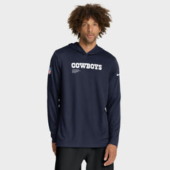 Sideline Pure Fury Performance Long Sleeve Hoodie T-Shirt - Dallas Cowboys Hoodies