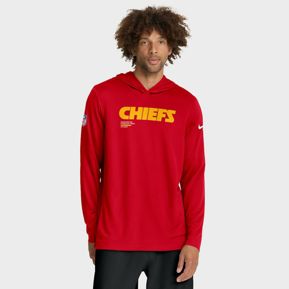 Sideline Pure Fury Performance Long Sleeve Hoodie T-Shirt - Kansas City Chiefs Hoodies